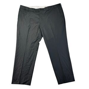 Samuelsohn Dress Pants Men's 46 Regular Black Super 130s Wool Pleated Trousers